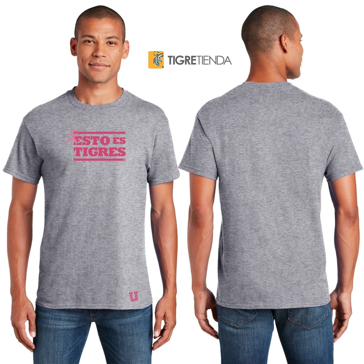 Playera Hombre Tigres UANL Rosa Cáncer Mama