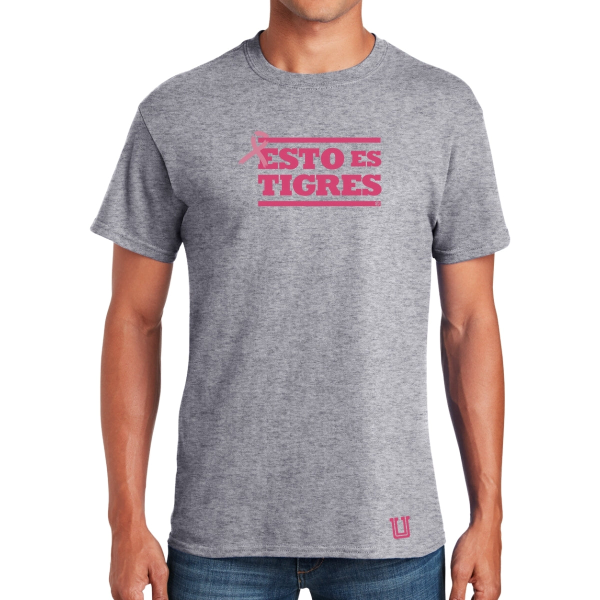 Playera Hombre Tigres UANL Rosa Cáncer Mama