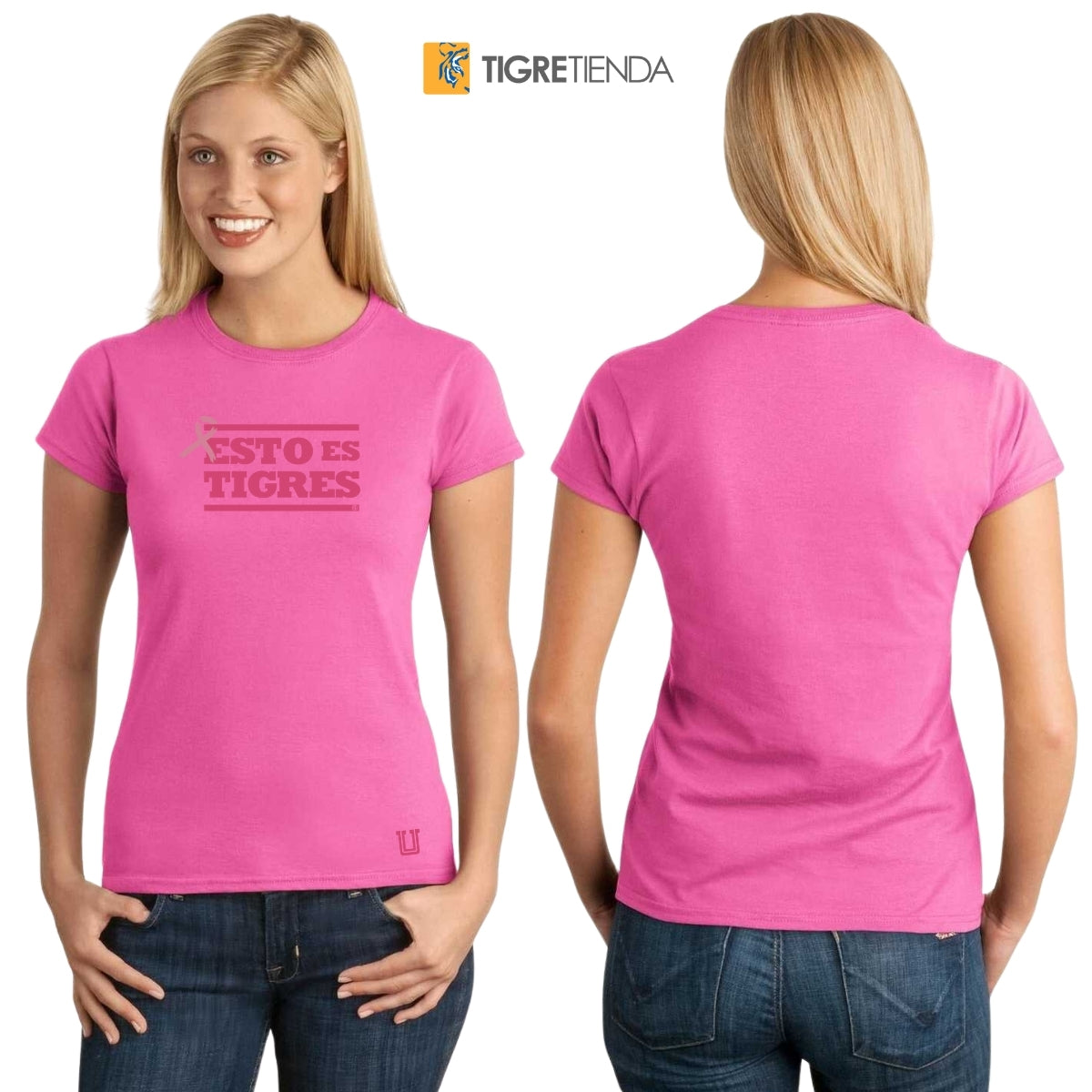 Playera Mujer Tigres UANL Rosa Cáncer Mama