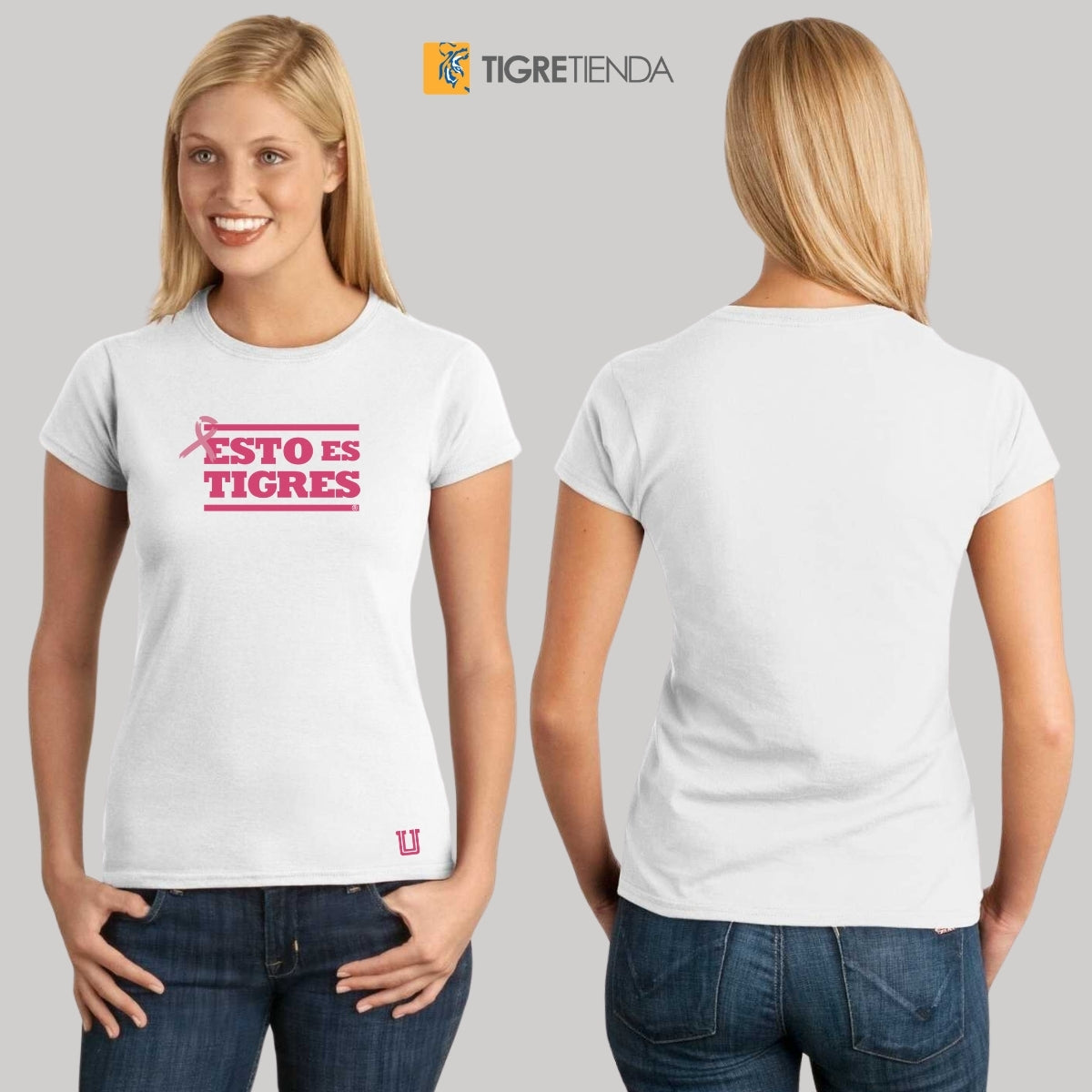 Playera Mujer Tigres UANL Rosa Cáncer Mama