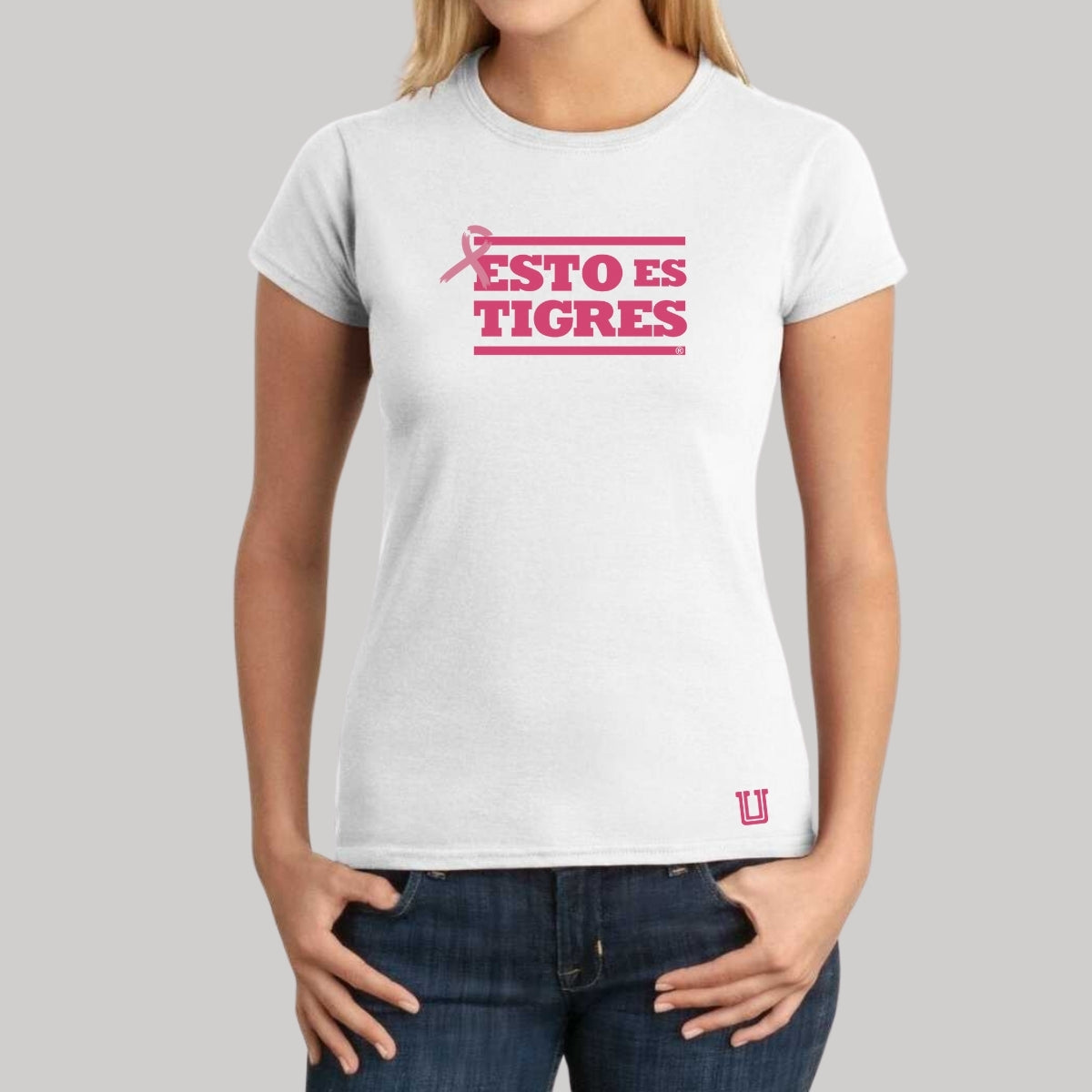 Playera Mujer Tigres UANL Rosa Cáncer Mama