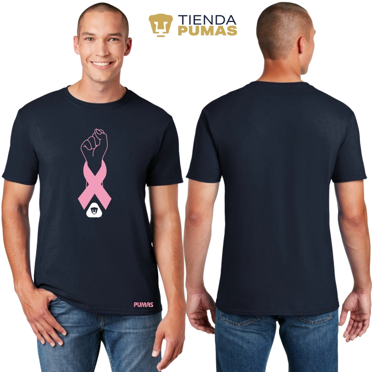 Playera Hombre Pumas UNAM Lucha Cáncer Mama