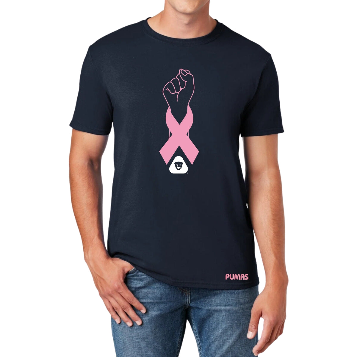 Playera Hombre Pumas UNAM Lucha Cáncer Mama