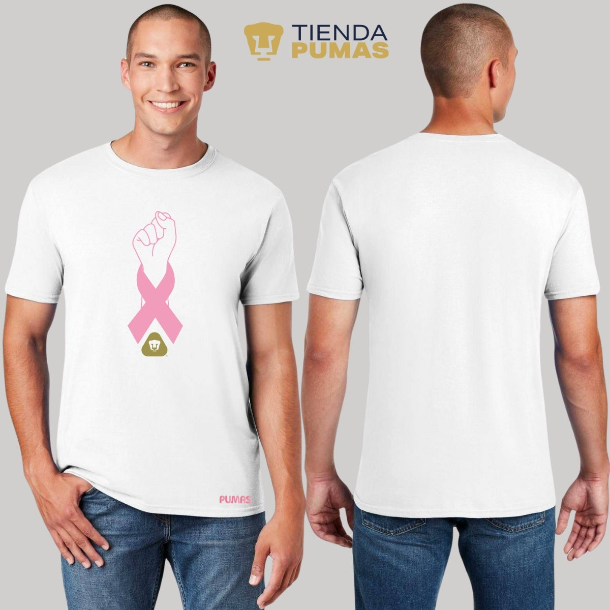 Playera Hombre Pumas UNAM Lucha Cáncer Mama