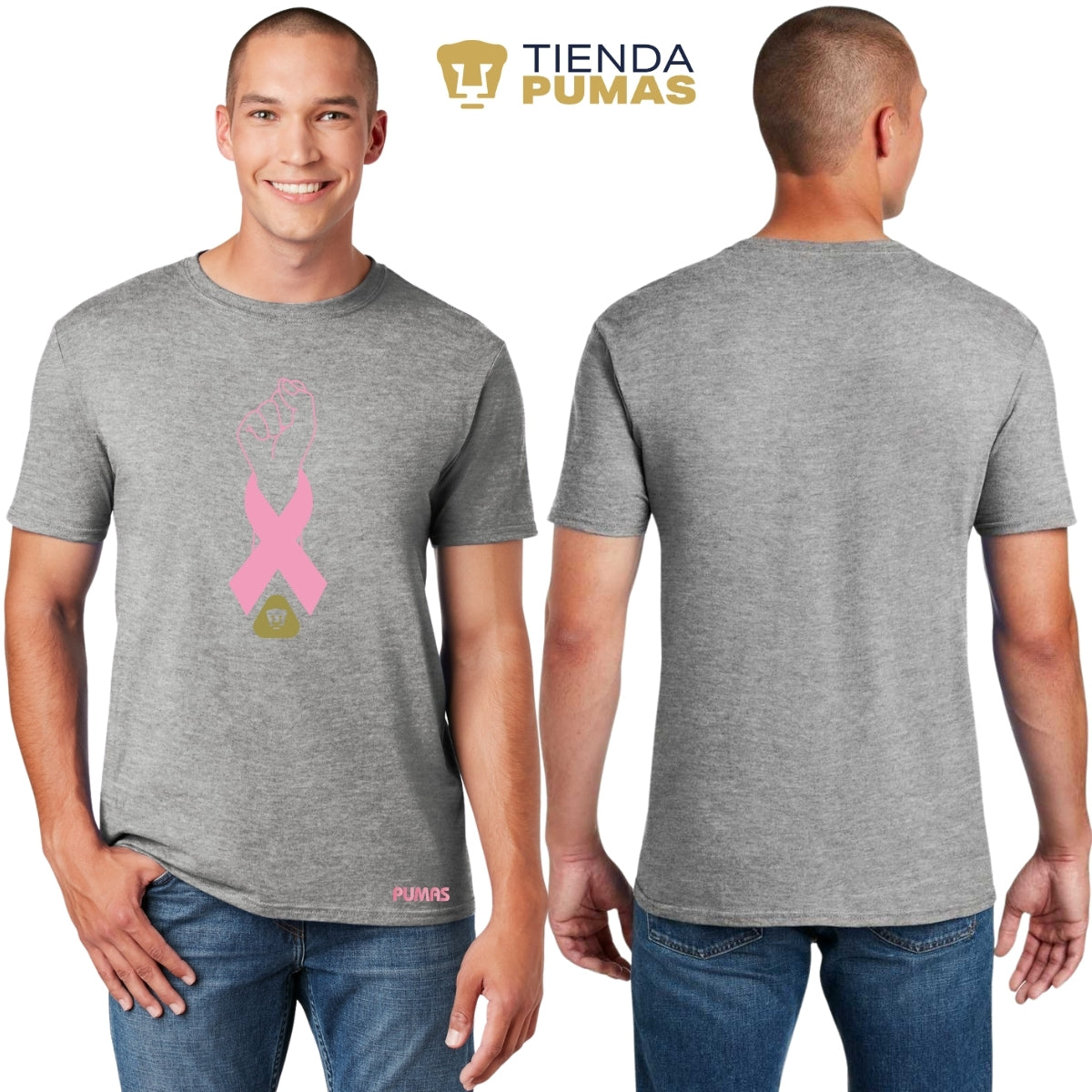 Playera Hombre Pumas UNAM Lucha Cáncer Mama