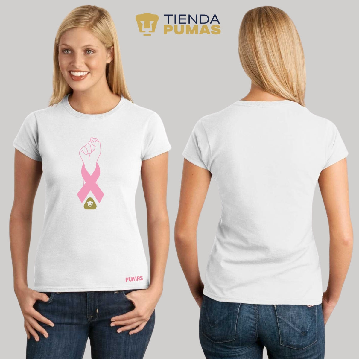 Playera Mujer Pumas UNAM Lucha Cáncer Mama