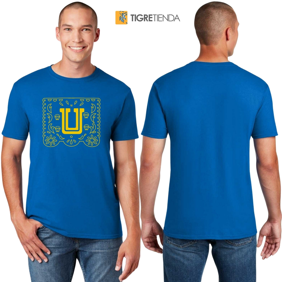 Playera Hombre Tigres UANL Día de Muertos Papel Picado