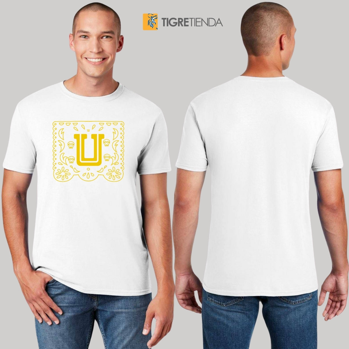 Playera Hombre Tigres UANL Día de Muertos Papel Picado