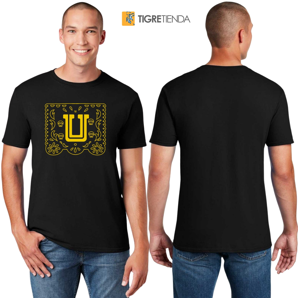 Playera Hombre Tigres UANL Día de Muertos Papel Picado