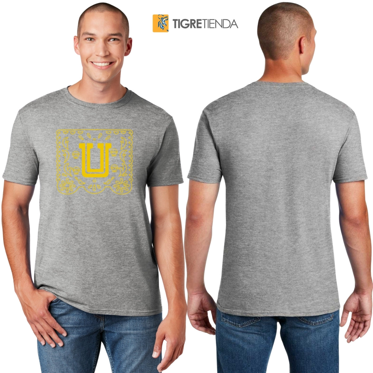 Playera Hombre Tigres UANL Día de Muertos Papel Picado