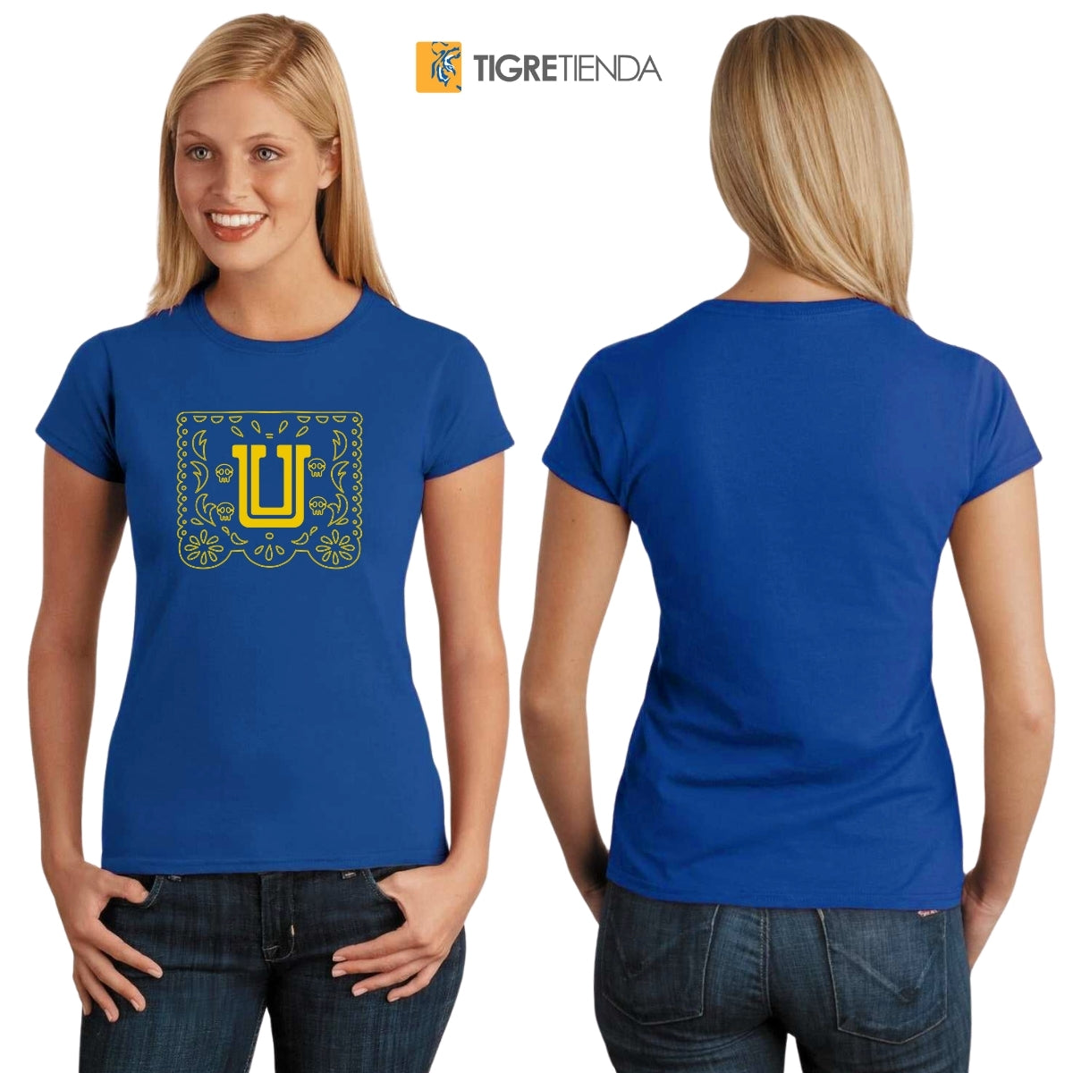 Playera Mujer Tigres UANL Día de Muertos Papel Picado