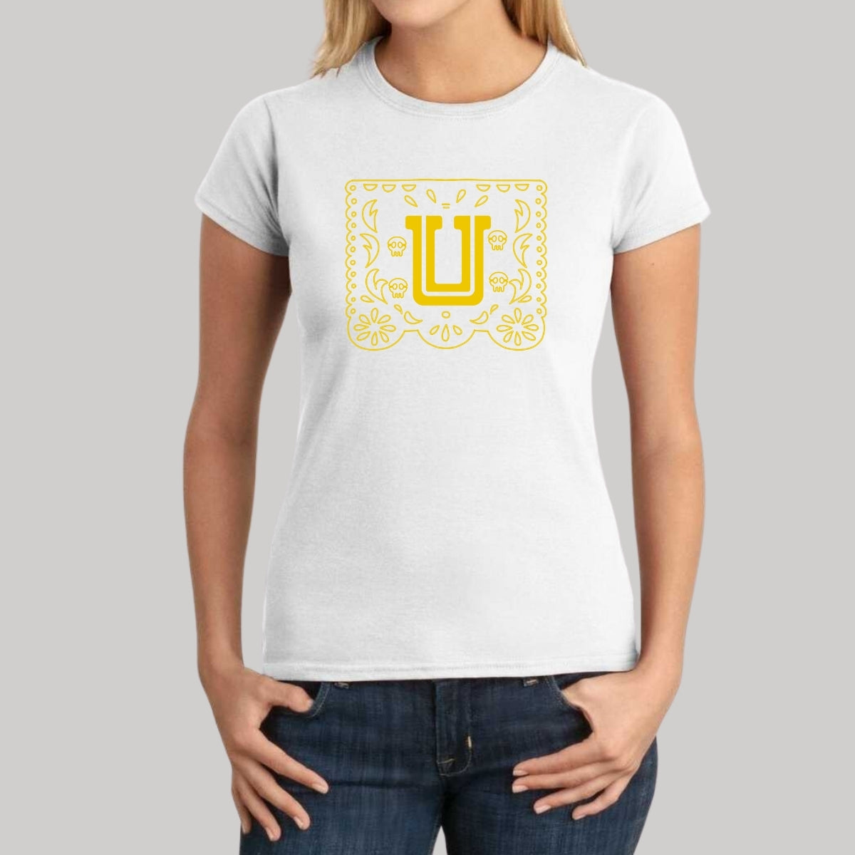 Playera Mujer Tigres UANL Día de Muertos Papel Picado