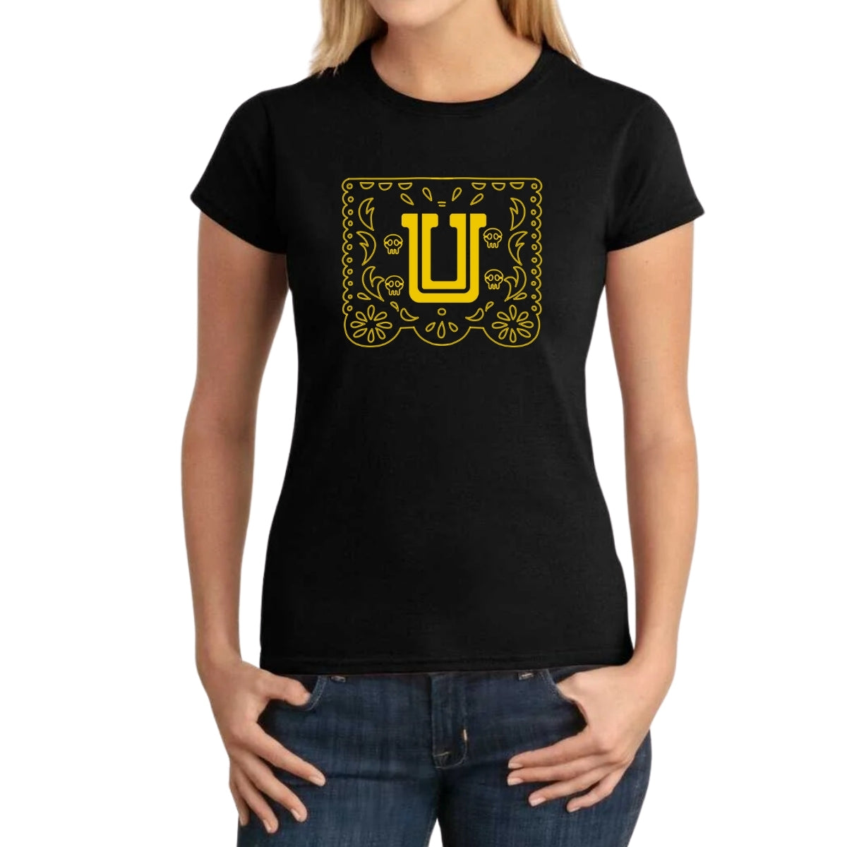 Playera Mujer Tigres UANL Día de Muertos Papel Picado