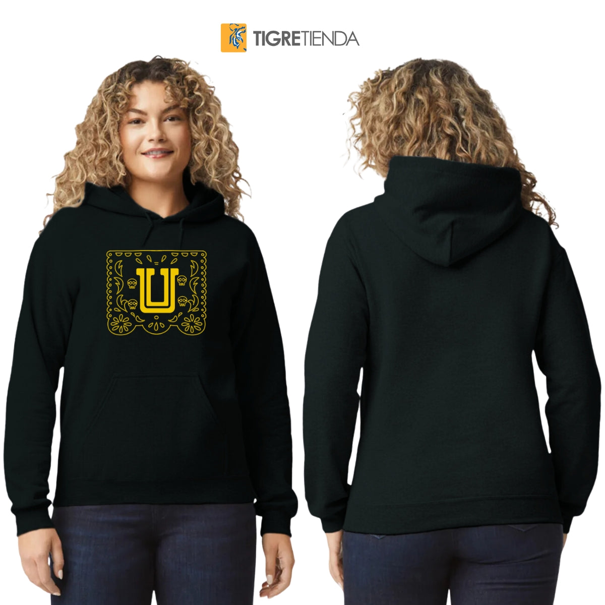 Sudadera para Mujer Hoodie Tigres UANL Papel Picado