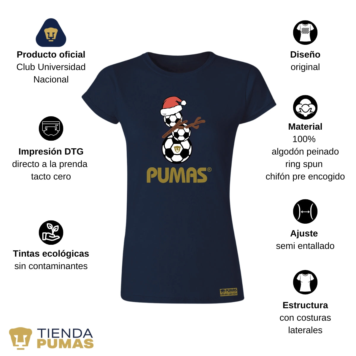 Playera Mujer Pumas UNAM Mono de nieve