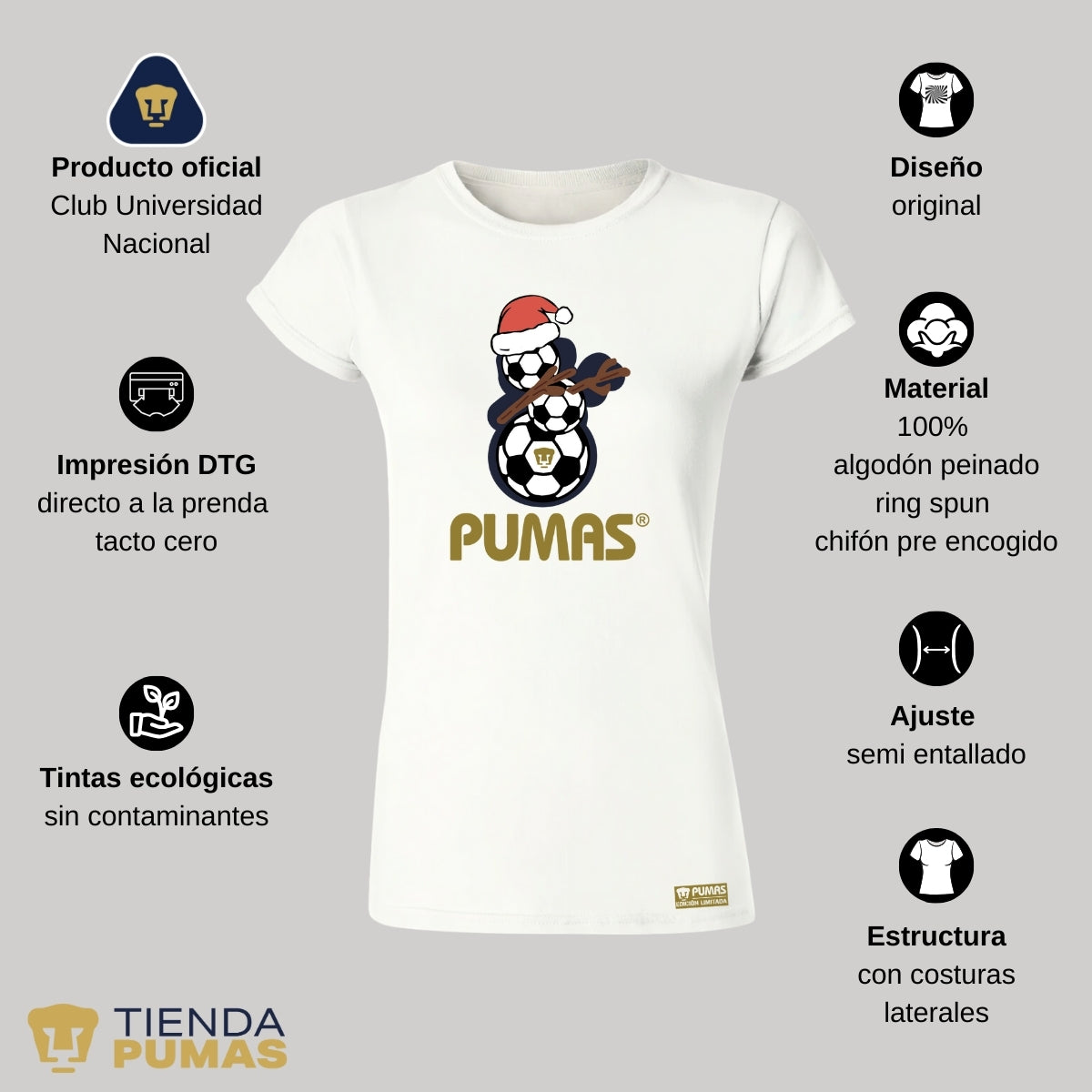 Playera Mujer Pumas UNAM Mono de nieve