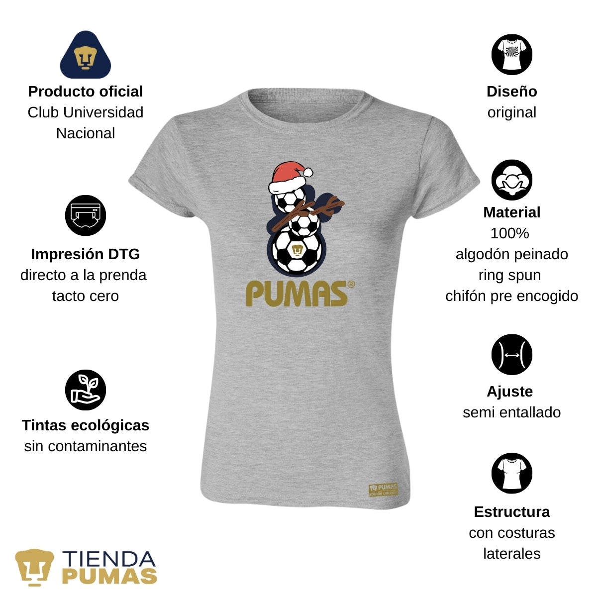 Playera Mujer Pumas UNAM Mono de nieve