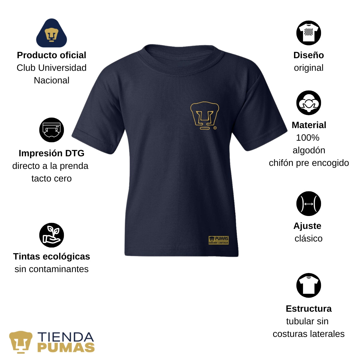 Playera Niños Pumas UNAM Cuádruple Pumas