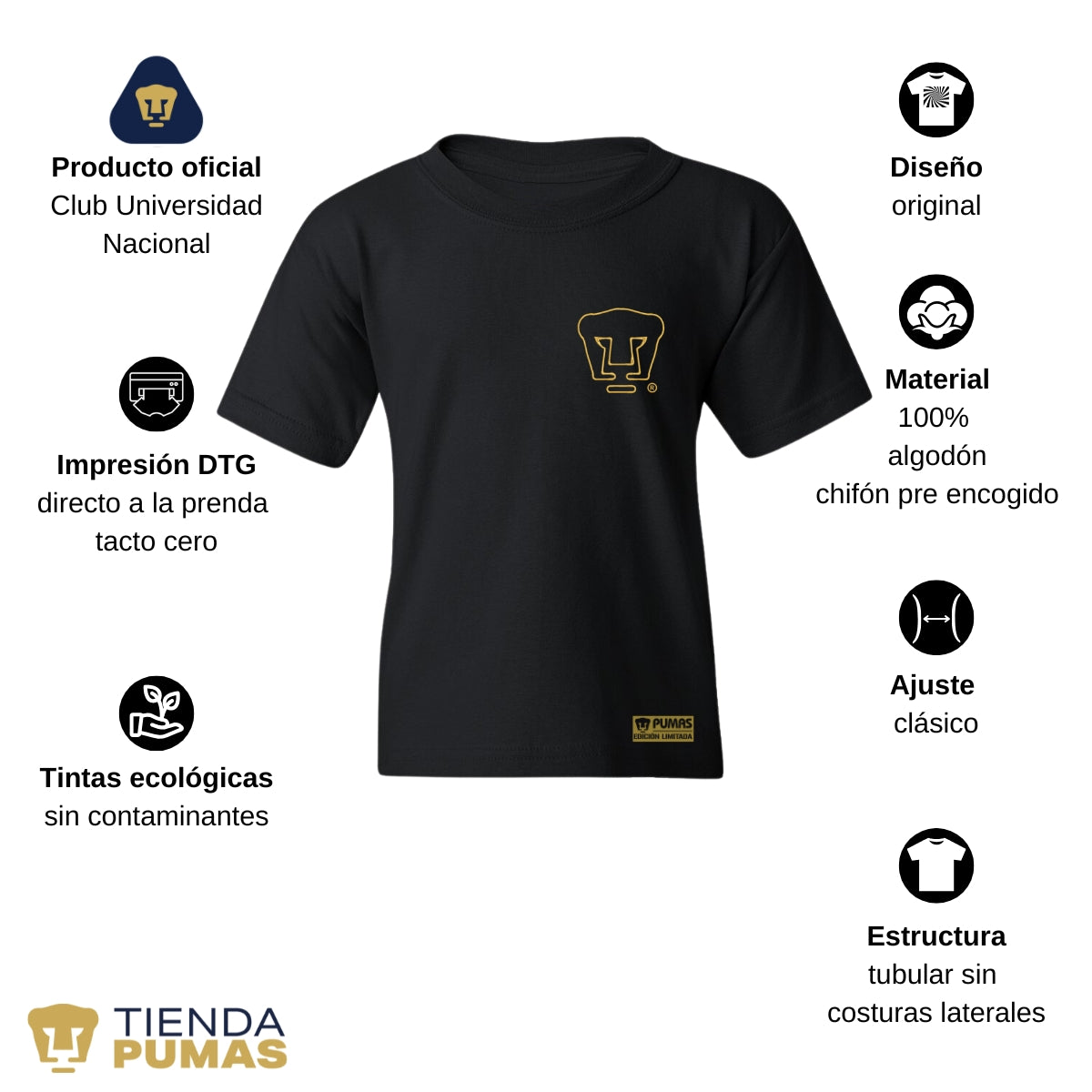 Playera Niños Pumas UNAM Cuádruple Pumas
