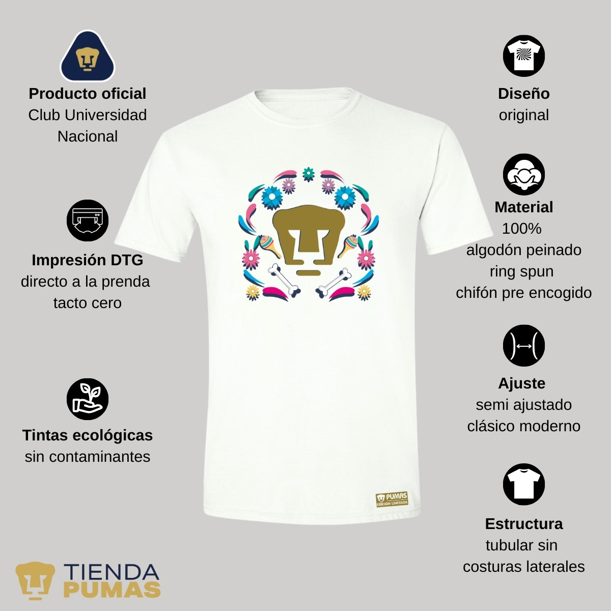 Playera Hombre Pumas UNAM Edición Especial Día de Muertos Festividad