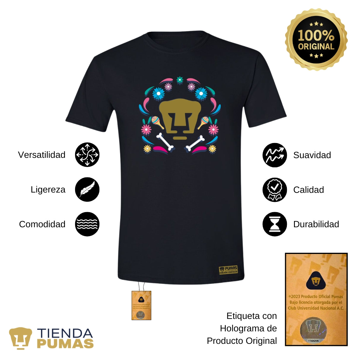 Playera Hombre Pumas UNAM Edición Especial Día de Muertos Festividad