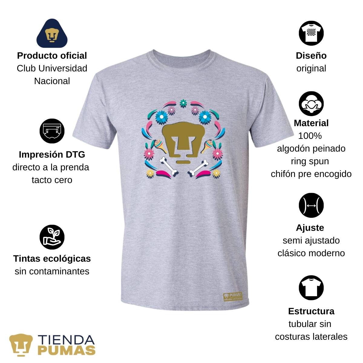 Playera Hombre Pumas UNAM Edición Especial Día de Muertos Festividad