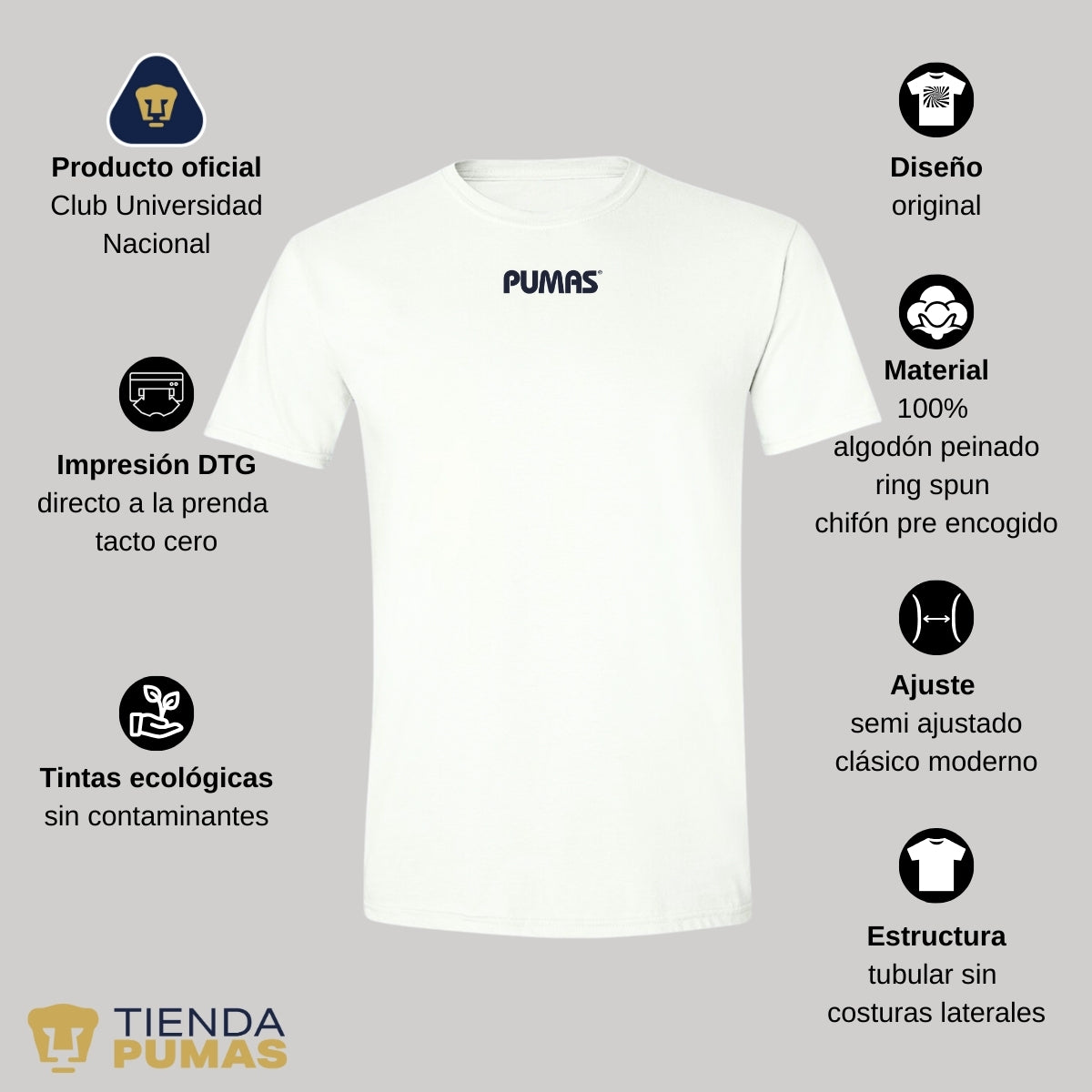 Playera Hombre Pumas UNAM Blank Dorado Azul