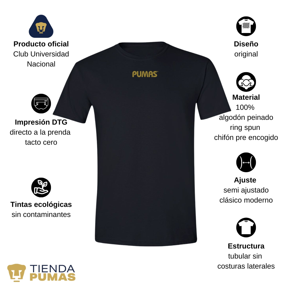 Playera Hombre Pumas UNAM Blank Dorado Azul