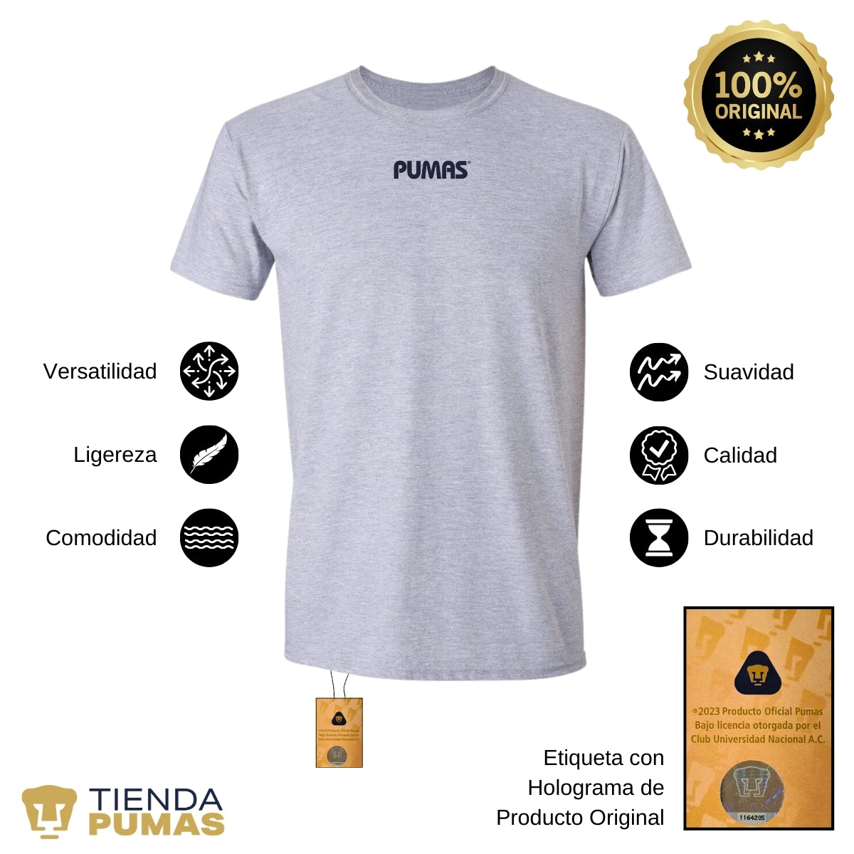 Playera Hombre Pumas UNAM Blank Dorado Azul