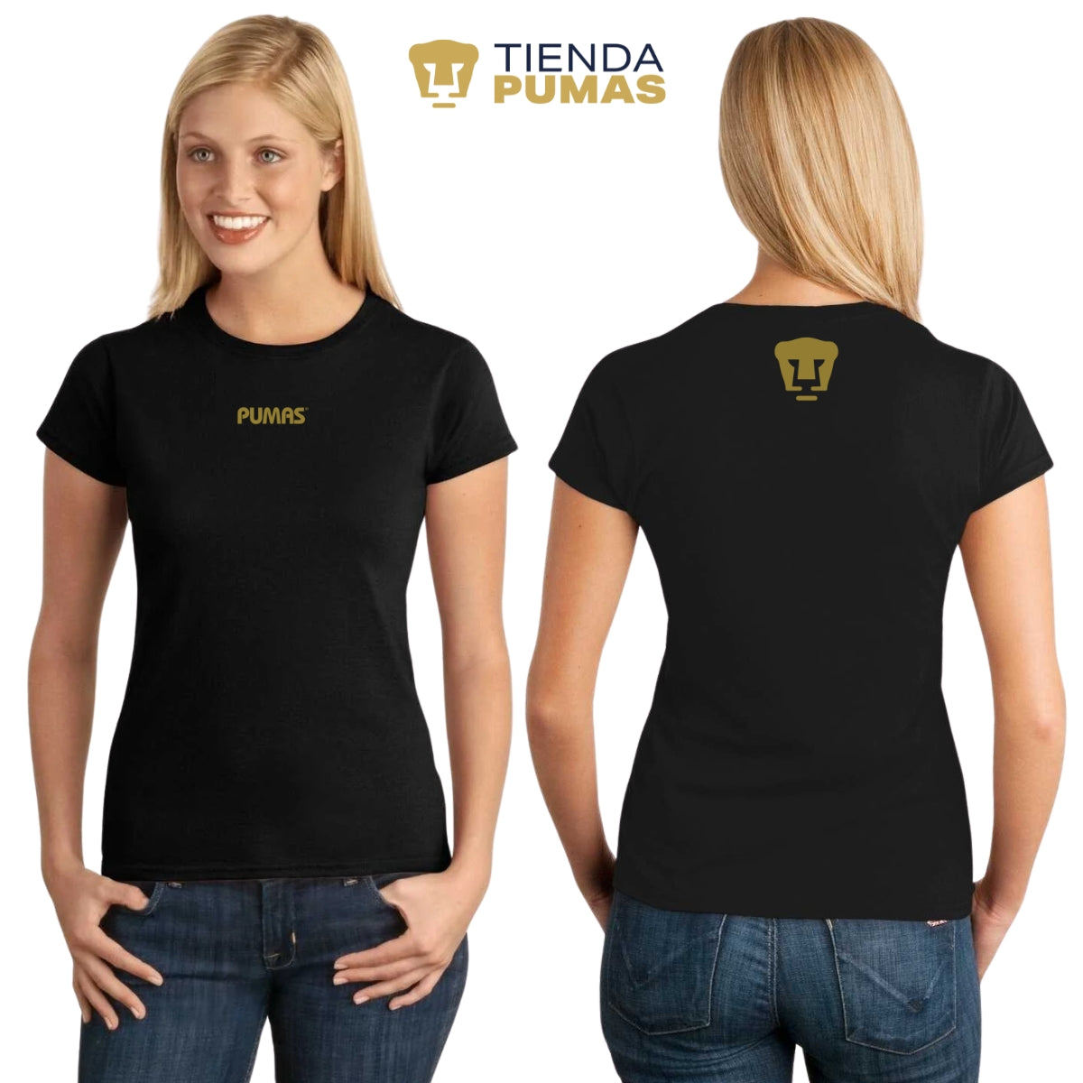 Playera Mexicana Mujer Pumas UNAM Blank Dorado Azul