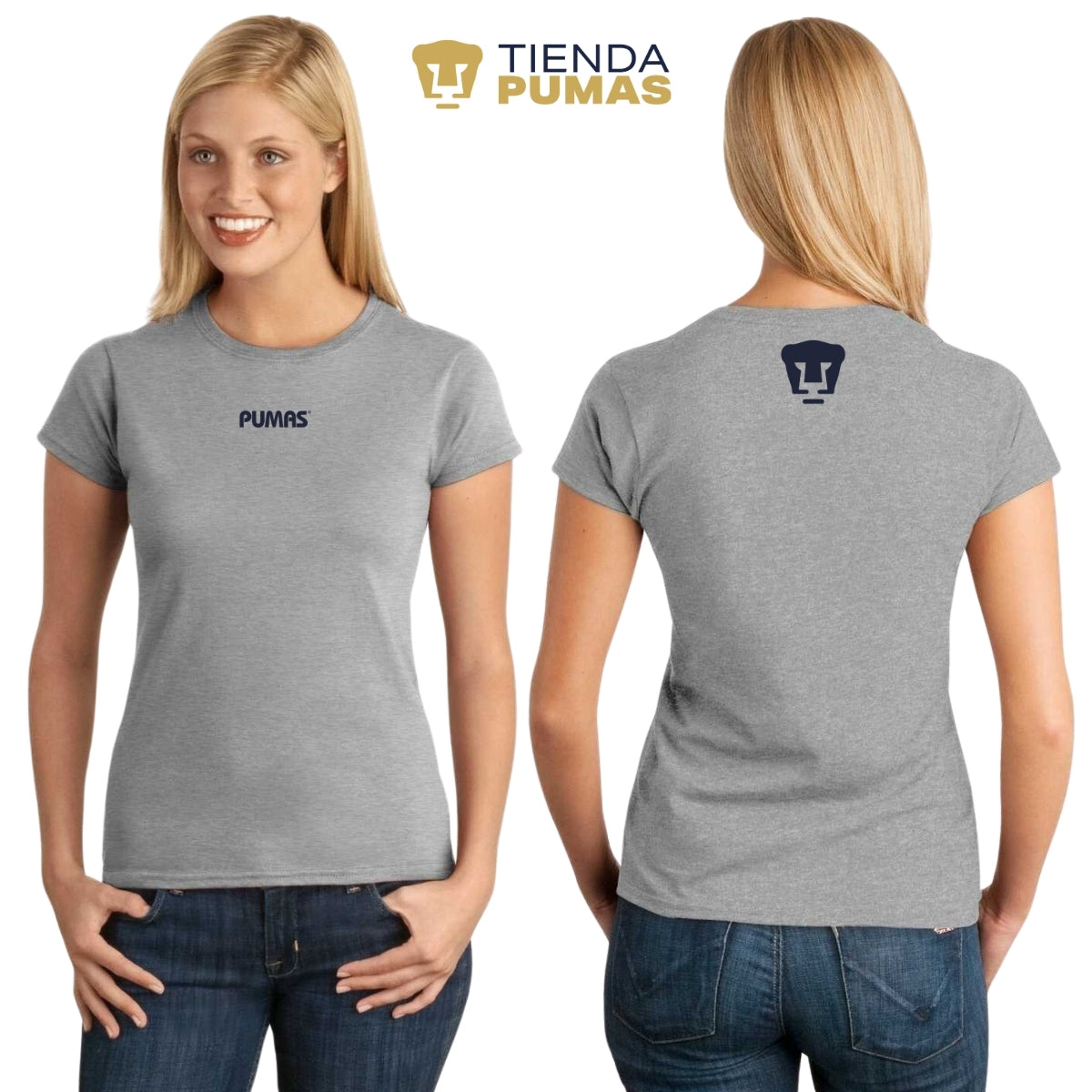 Playera Mexicana Mujer Pumas UNAM Blank Dorado Azul