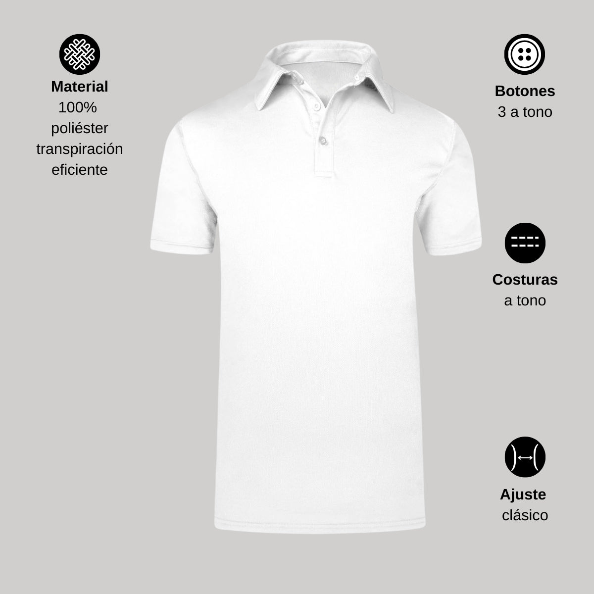 Playera Tipo Polo Pro Dry Hombre Blue & White Poliéster