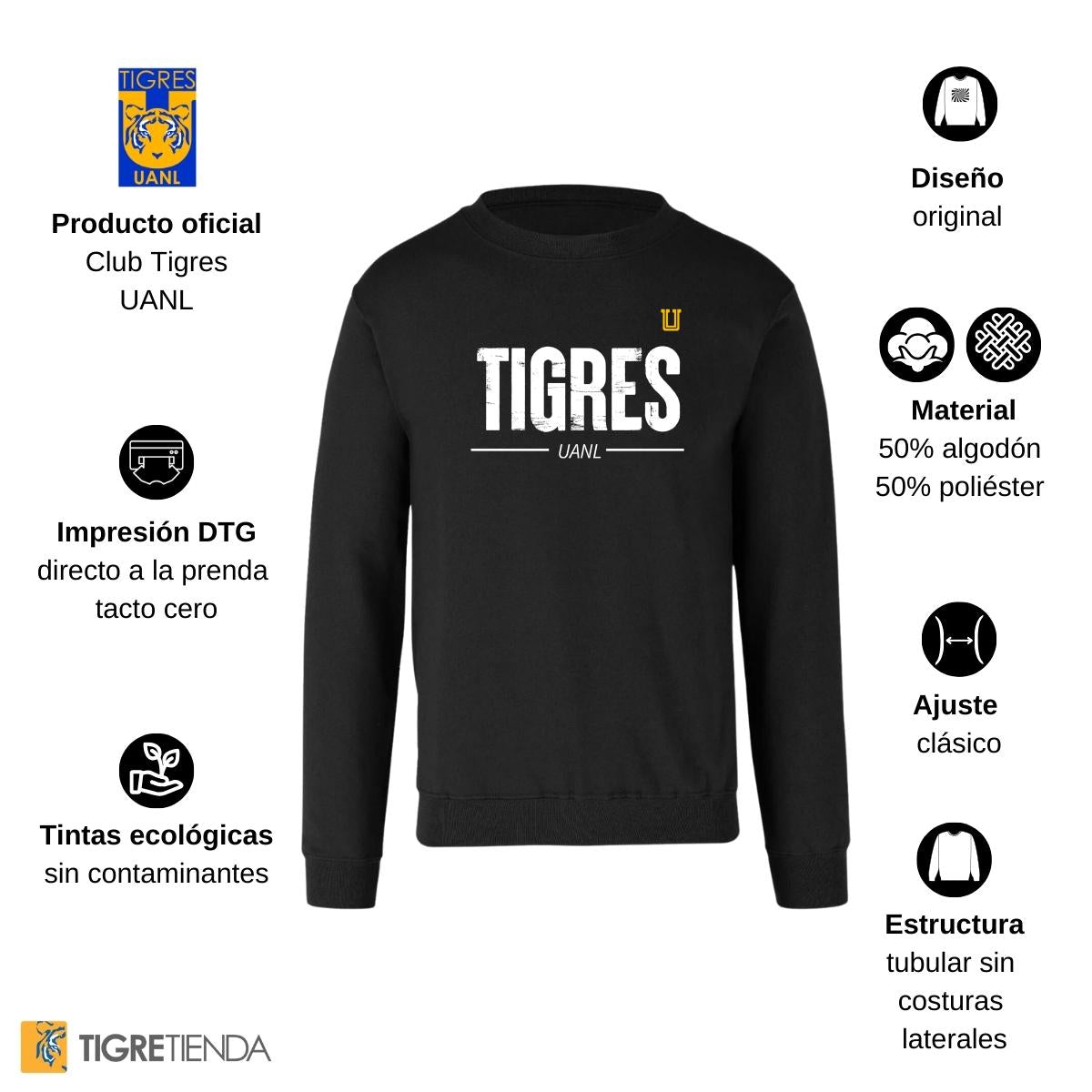 Sudadera Mujer Tigres UANL Logo Mono Amarillo