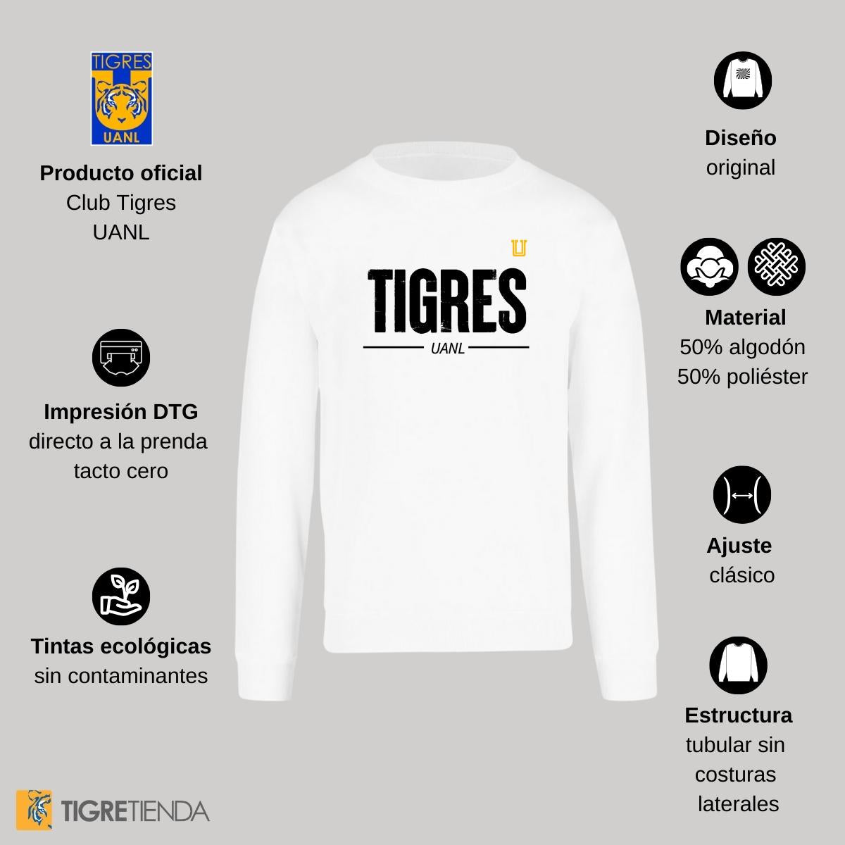 Sudadera Mujer Tigres UANL Logo Mono Amarillo