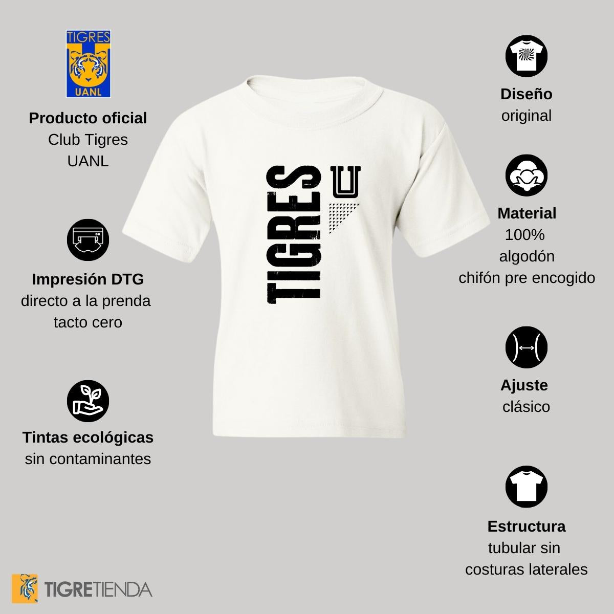 Playera Niños Tigres UANL U Tigres Vertical