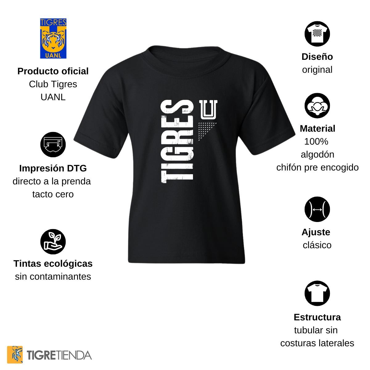 Playera Niños Tigres UANL U Tigres Vertical