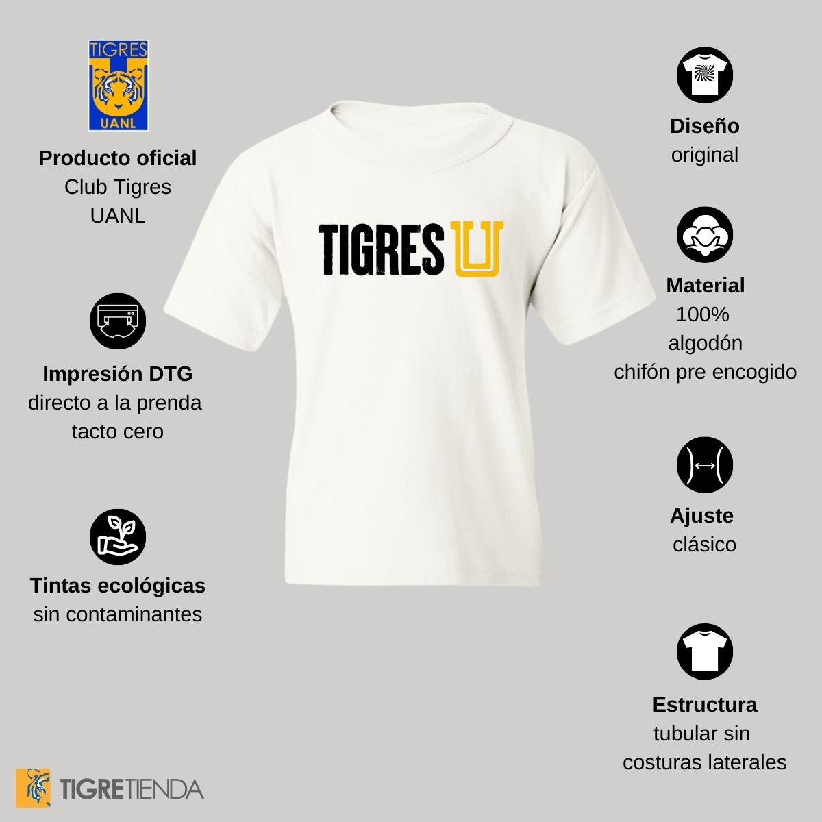 Playera Niños Tigres UANL U Tigres Horizontal