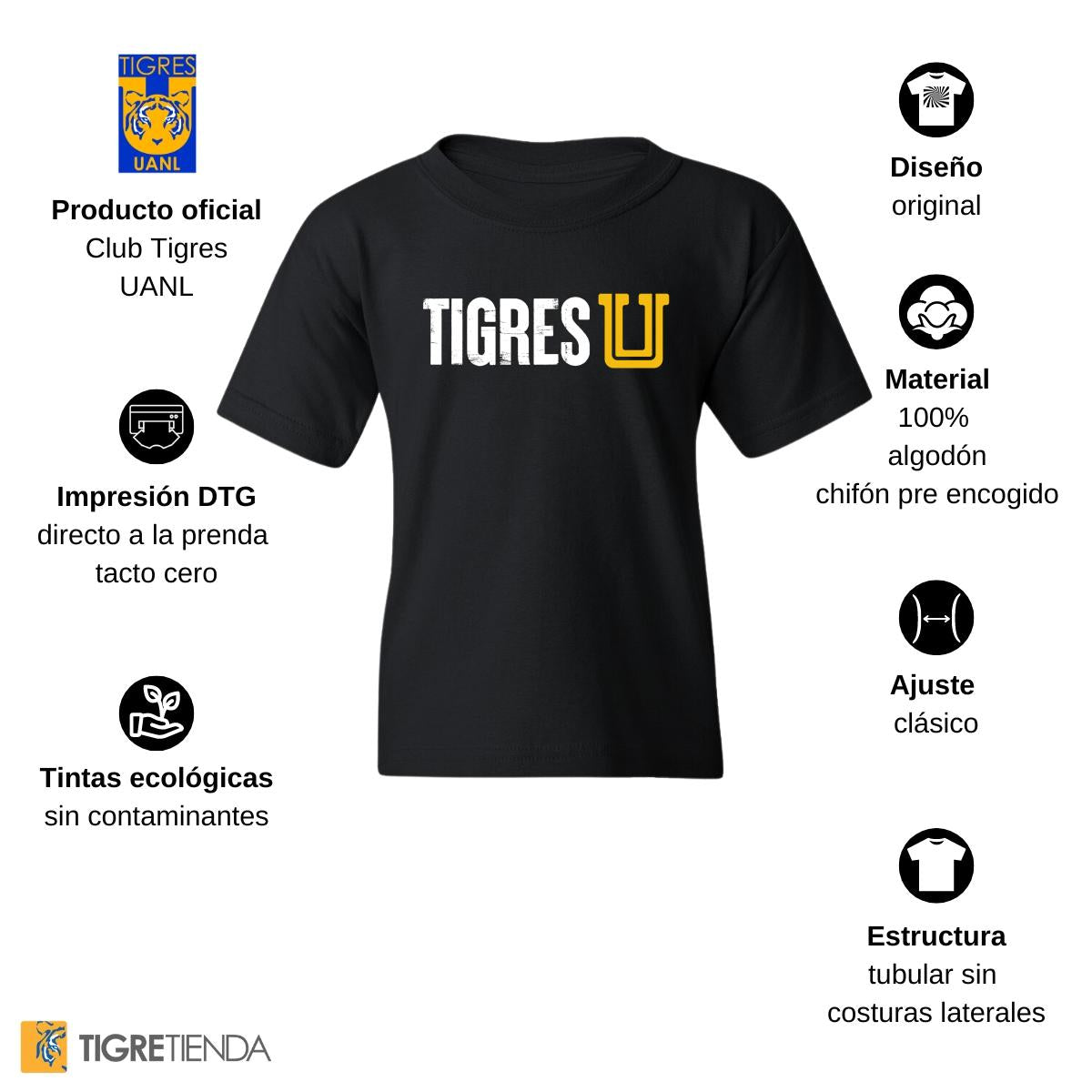 Playera Niños Tigres UANL U Tigres Horizontal