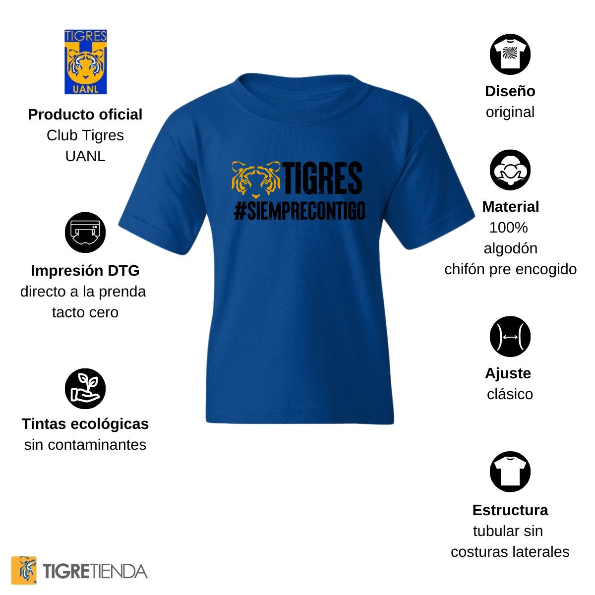 Playera Niños Tigres UANL Siempre contigo