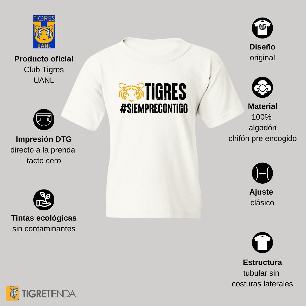 Playera Niños Tigres UANL Siempre contigo