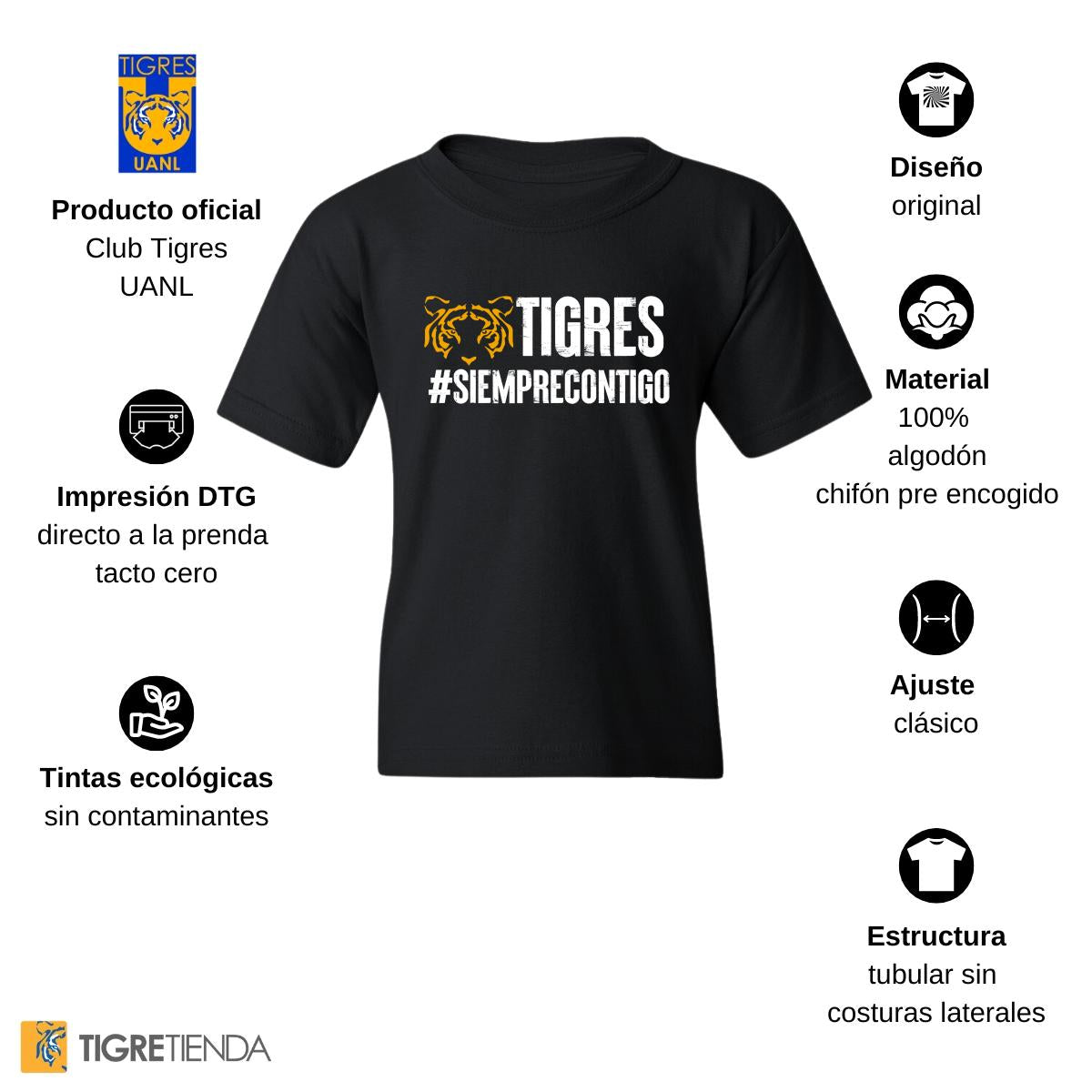 Playera Niños Tigres UANL Siempre contigo