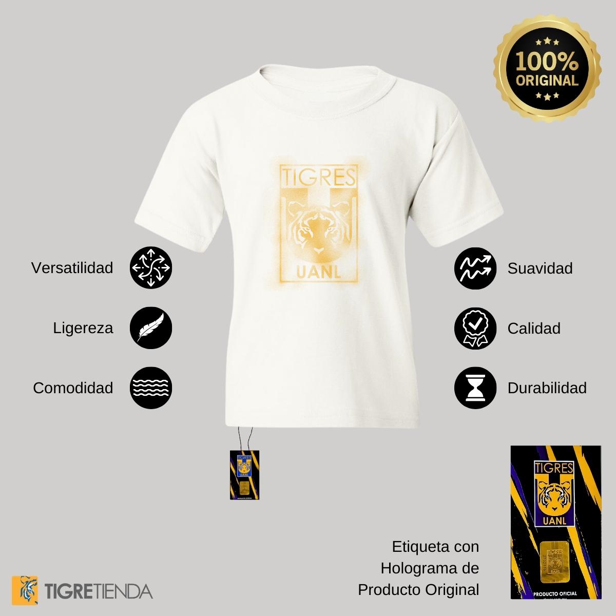 Playera Niños Tigres UANL Escudo difuminado