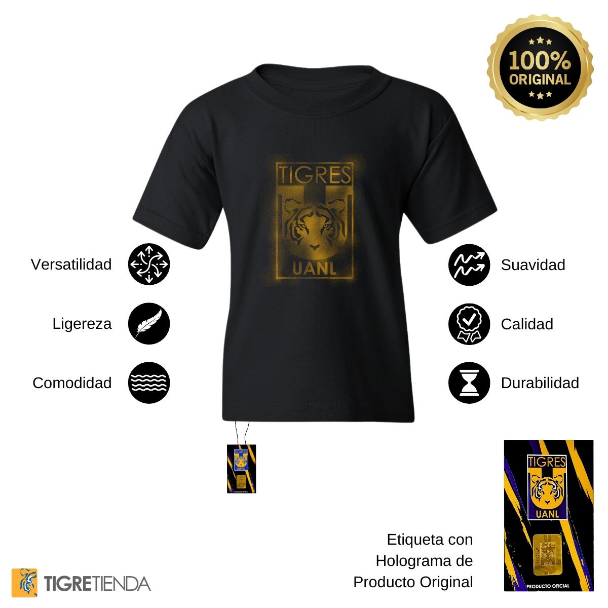 Playera Niños Tigres UANL Escudo difuminado