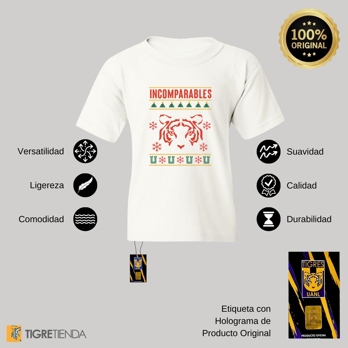 Playera Niños Tigres UANL Navideña Incomparables