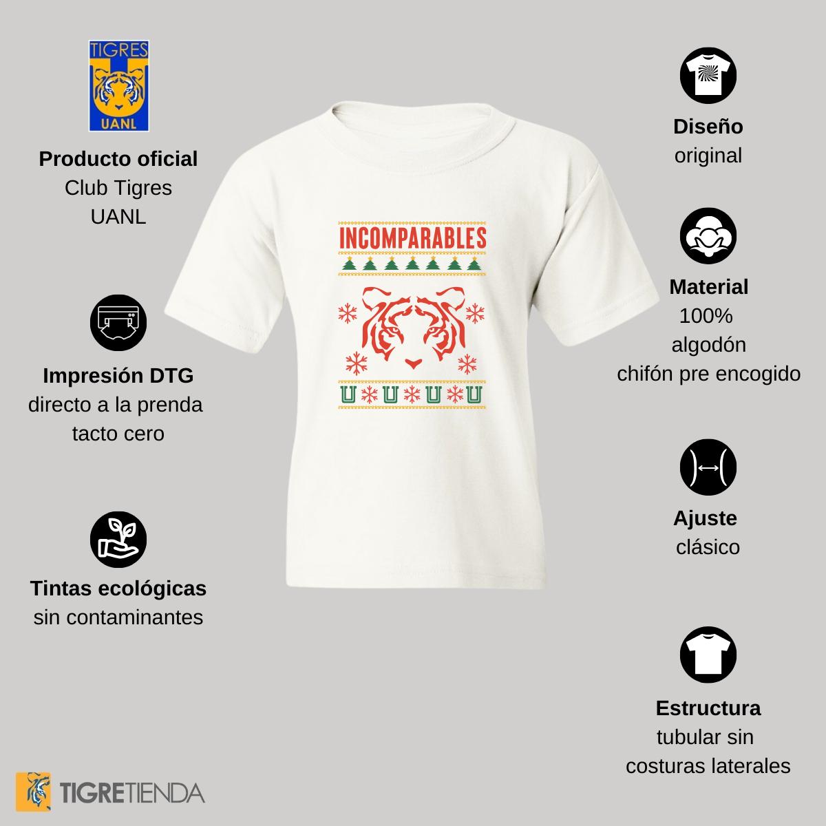 Playera Niños Tigres UANL Navideña Incomparables