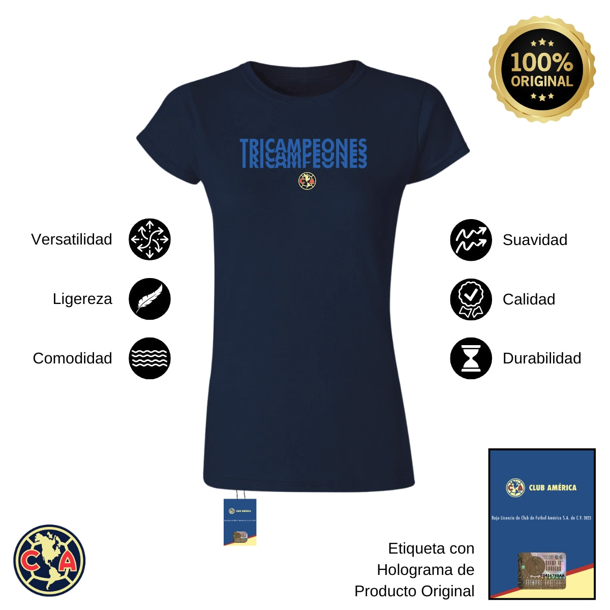 Playera Mujer América Tricampeones