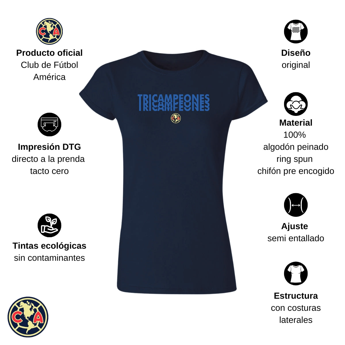 Playera Mujer América Tricampeones