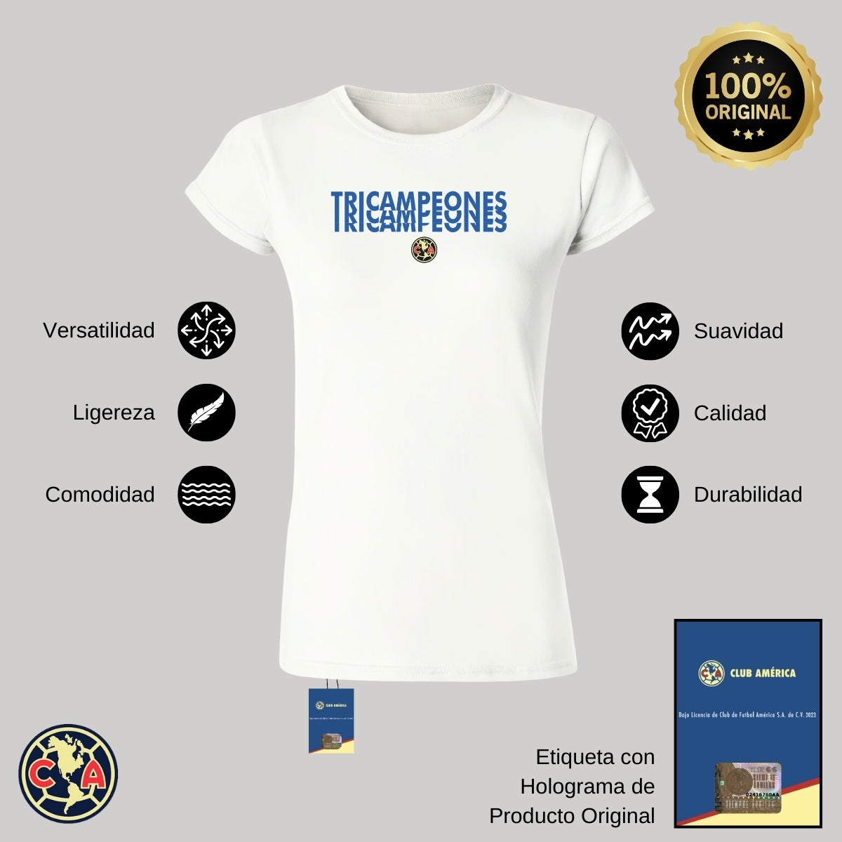 Playera Mujer América Tricampeones