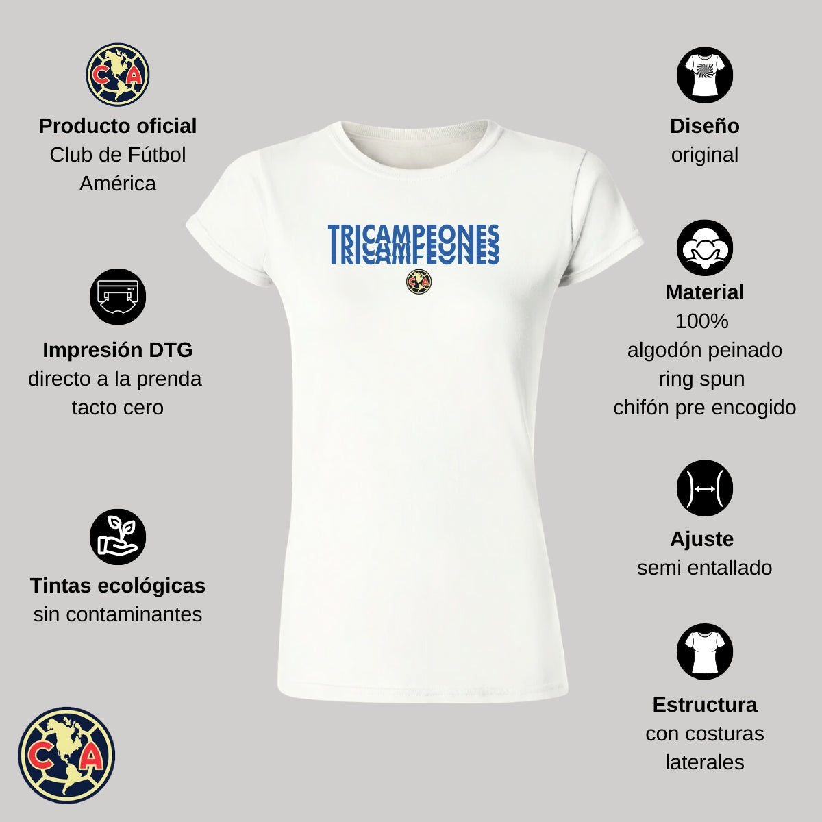 Playera Mujer América Tricampeones