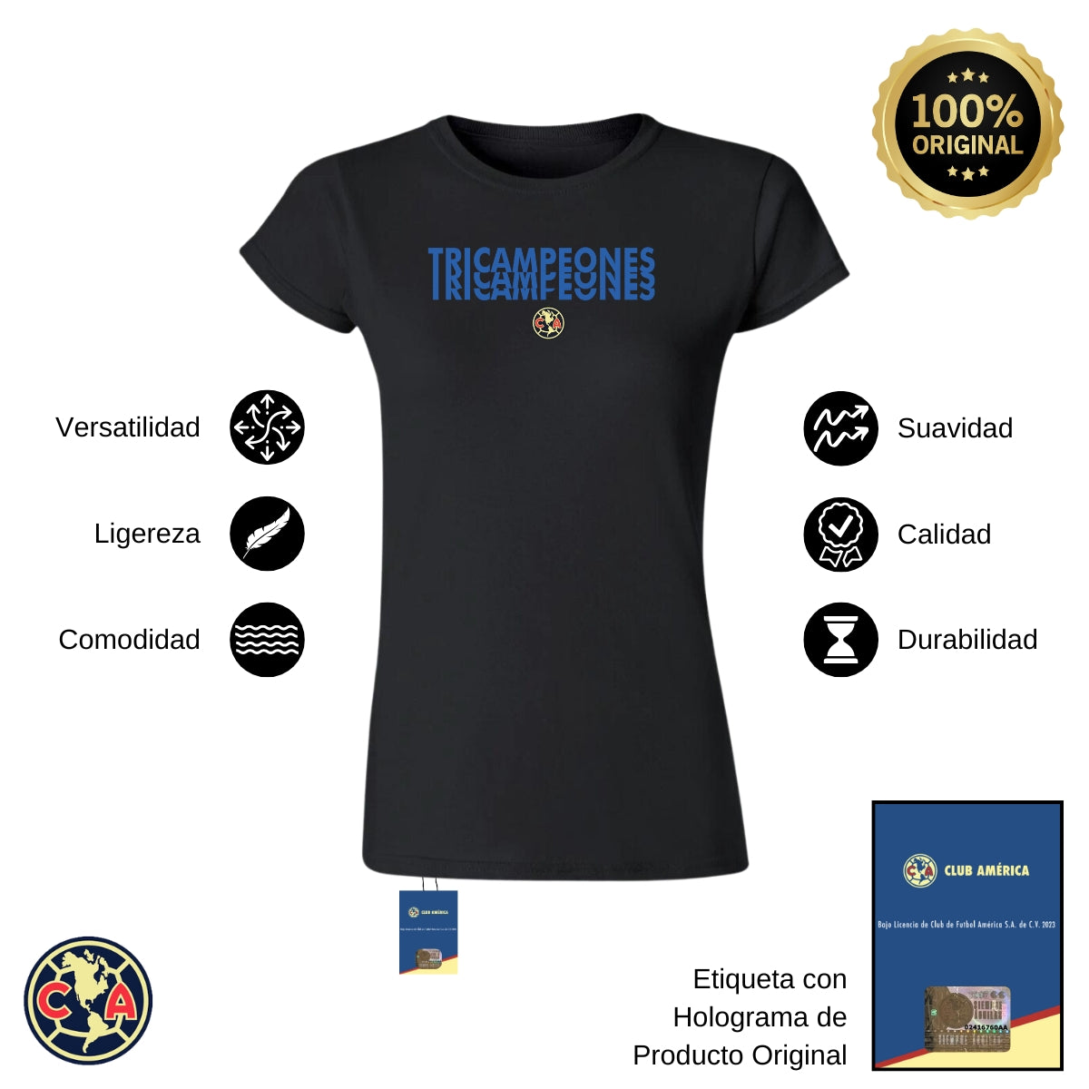 Playera Mujer América Tricampeones